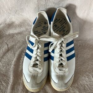 Vintage 80s  Adidas Rom White and Blue sneakers collectibles USA  size 11.5